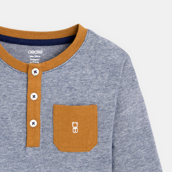 تيشيرت تونسي مخطط باللون الأزرق للأولاد الصغار